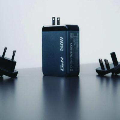 240 W 4-Port GaN Wall Charger, Black/Gray