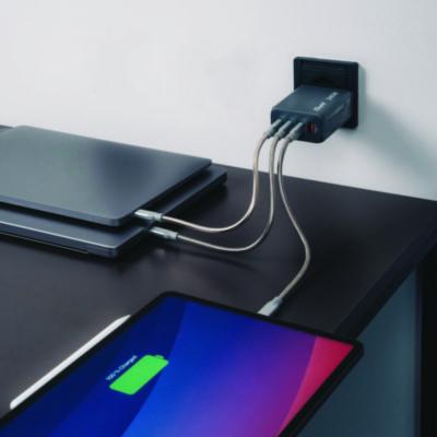 240 W 4-Port GaN Wall Charger, Black/Gray