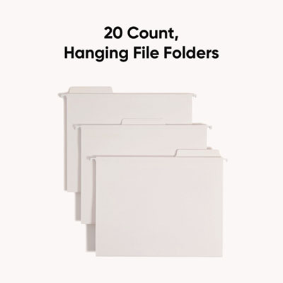 FasTab Hanging Folders, Letter Size, 1/3-Cut Tabs, White, 20/Box
