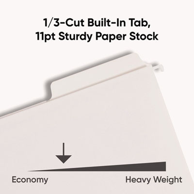 FasTab Hanging Folders, Letter Size, 1/3-Cut Tabs, White, 20/Box
