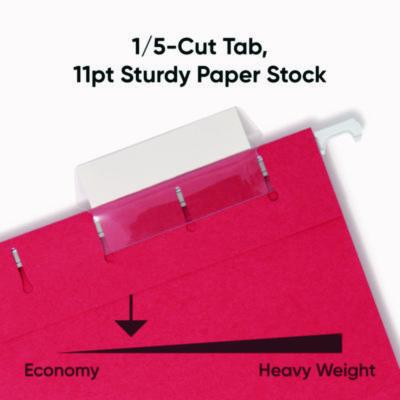 Colored Hanging File Folders with 1/5 Cut Tabs, Letter Size, 1/5-Cut Tabs, Assorted Bright Colors, 25/Box