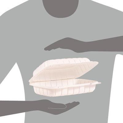 Hinged Lid Containers, Hoagie Container, 6.5 x 9 x 2.8, White, Plastic, 200/Carton