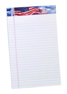 American Pride Writing Pad, Narrow Rule, Red/White/Blue Headband, 50 White 5 x 8 Sheets, 12/Pack