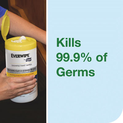 Disinfectant Wipe Canisters, 1-Ply, 7 x 7, Lemon, White, 75 Sheets/Canister, 6/Carton