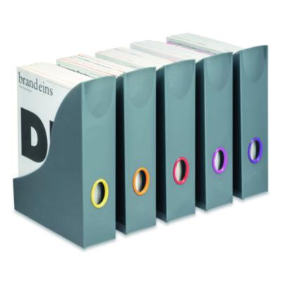 Durable VARICOLOR Plastic Magazine Racks, 2.88w x 9.5d x 12h, Gray/Multicolor, 5/Pack (DBL770657) DBL770657