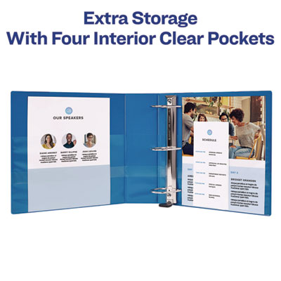 Heavy-Duty Non Stick View Binder with DuraHinge and Slant Rings, 3 Rings, 1