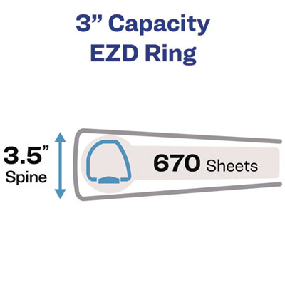 Avery Heavy-Duty Non-View Binder With Durahinge, Three Locking One Touch Ezd Rings And Spine Label, 3" Capacity, 11 X 8.5, Black (AVE79993) AVE79993