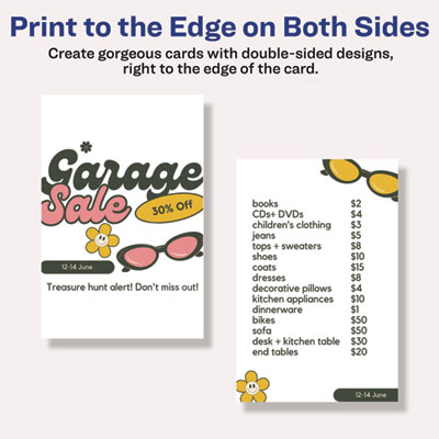 Printable Postcards, Inkjet, 80 lb, 4 x 6, Matte White, 100 Cards, 2 Cards/Sheet, 50 Sheets/Box