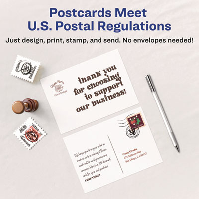 Printable Postcards, Inkjet, 80 lb, 4.25 x 5.5, Matte White, 200 Cards, 4 Cards/Sheet, 50 Sheets/Box
