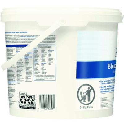Bleach Germicidal Wipes, 1-Ply, 12 x 12, Unscented, White, 110/Bucket, 2 Buckets/Carton