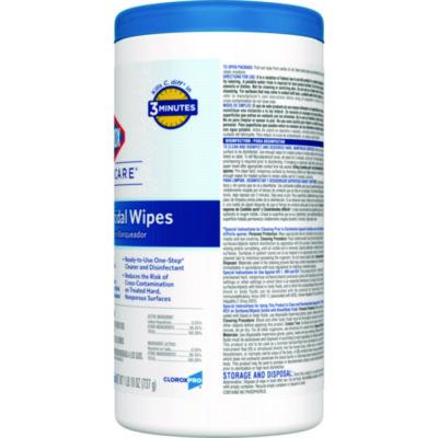 Bleach Germicidal Wipes, 1-Ply, 6.75 x 9, Unscented, White, 70/Canister, 6 Canisters/Carton
