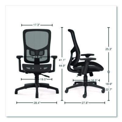 Alera Hollins Ergonomic Mesh Swivel Task Chair, Supports Up to 275lb, 18.57 to 22.54 Seat Height, Black Seat/Back, Black Base