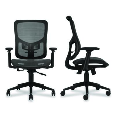 Alera Hollins Ergonomic Mesh Swivel Task Chair, Supports Up to 275lb, 18.57 to 22.54 Seat Height, Black Seat/Back, Black Base