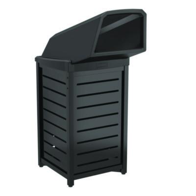 Suncast Commercial® Outdoor Decorative Metal Square Trash Can with Chute Lid