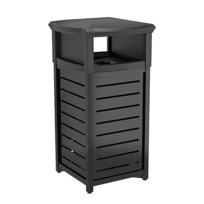 Suncast Commercial® Outdoor Decorative Metal Square Trash Can with Two-Way Lid