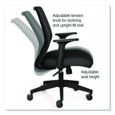 Alera Wessex Ergonomic Fabric Mesh Swivel Task Chair, Supports Up to 275lbs, 17.09 to 20.83 Seat Height, Black Seat/Back/Base