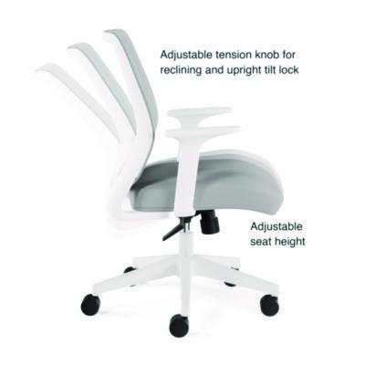 Alera Wessex Ergonomic Fabric Mesh Swivel Task Chair, Supports 275 lb, 17.09 to 20.83 Seat Height, Gray Seat/Back, White Base