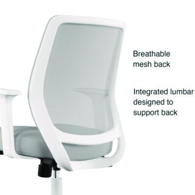 Alera Wessex Ergonomic Fabric Mesh Swivel Task Chair, Supports 275 lb, 17.09 to 20.83 Seat Height, Gray Seat/Back, White Base