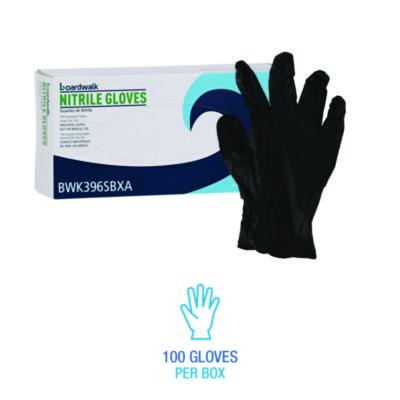 Disposable General-Purpose Powder-Free Nitrile Gloves, Small, Black, 4.4 mil, 100/Box, 10 Boxes/Carton