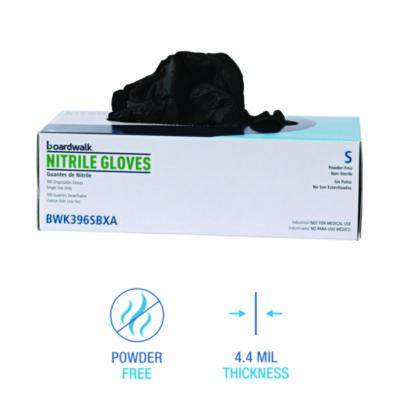Disposable General-Purpose Powder-Free Nitrile Gloves, Small, Black, 4.4 mil, 100/Box, 10 Boxes/Carton