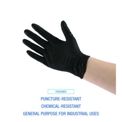 Disposable General-Purpose Powder-Free Nitrile Gloves, Small, Black, 4.4 mil, 100/Box, 10 Boxes/Carton