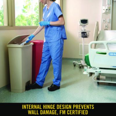 Streamline Resin Step-On Container, Front Step Style, 18 gal, Polyethylene, Beige