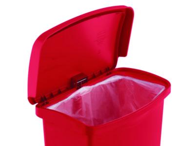 Streamline Resin Step-On Container, Front Step Style, 18 gal, Polyethylene, Red