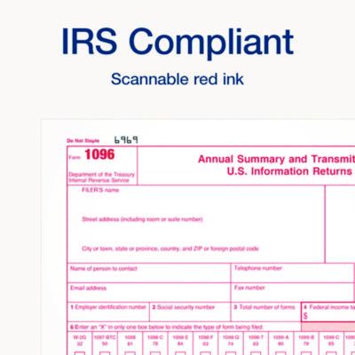 2-Part 1096 Continuous Feed Tax Forms, Fiscal Year: 2024, Two-Part Carbonless, 8 x 11, 10 Forms Total