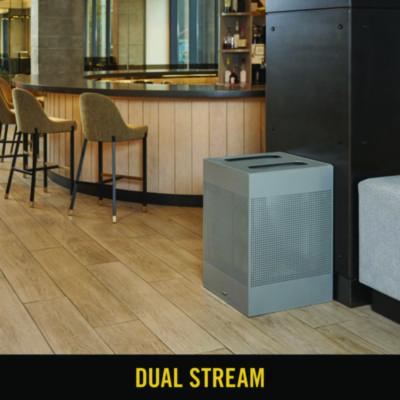 Designer Line Silhouettes Waste Receptacle, 34 gal, Steel, Silver Metallic