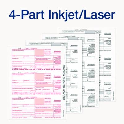 4-Part 1099-NEC Tax Form Kit with Security Envelopes and Tax Forms Helper, 2024, 8.5 x 3.66, 3 Forms/Sheet, 15 Forms Total