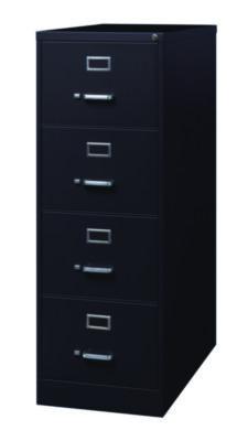AleraFour-Drawer Economy Vertical File, 4 Legal-Size File Drawers, Black, 18" x 26.5" x 52" (ALE14107) ALE14107