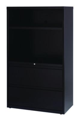 AleraCombo Lateral Filing Cabinet and Bookshelf, 2 Letter/Legal/A4-Size Drawers and 2 Bookshelves, Black, 36" x 18.63" x 60" (ALE16778) ALE16778