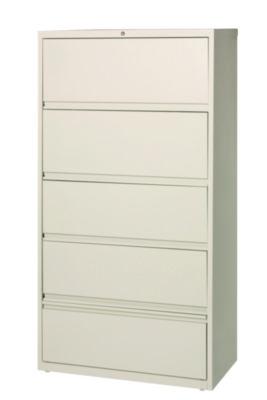 AleraCombo Lateral File Cabinet and Rollout File Shelf, 4 Letter/Legal/A4-Size Shelves and 1 Drawer, Putty, 36" x 18.63" x 68.63" (ALE17901) ALE17901