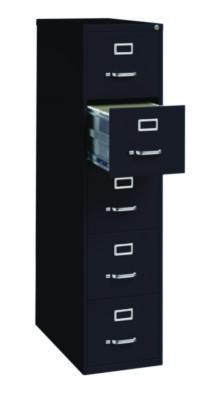 AleraFive-Drawer Economy Vertical File, 5 Letter-Size File Drawers, Black, 15" x 28.5" x 61.37" (ALE18776) ALE18776