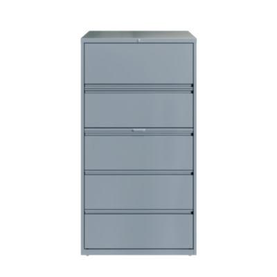 AleraLateral File, 5 Letter/Legal/A4 -Size File Drawers, Arctic Silver, 36" x 18.63" x 67.63" (ALE23747) ALE23747