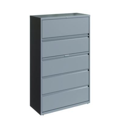 AleraLateral File, 5 Letter/Legal/A4 -Size File Drawers, Arctic Silver, 42" x 18.63" x 67.63" (ALE23751) ALE23751