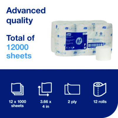 Advanced Coreless High Capacity Bath Tissue, 2-Ply, White, 1,000 Sheets/Roll, 12 Rolls/Carton