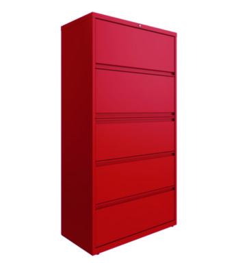 AleraLateral File, 5 Letter/Legal/A4 -Size File Drawers, Lava Red, 36" x 18.63" x 67.63" (ALE24258) ALE24258