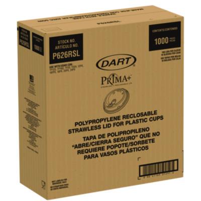 Dart Prima Strawless Plastic Lids, Fits 12 oz to 26 oz Cold Cups, Clear, 100/Sleeve, 10 Sleeves/Carton (DCCP626RSL) DCCP626RSL