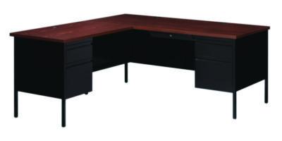 AleraL-Shaped Corner Desk, Left-Hand Return, 72" x 72" x 29.5", Walnut/Black (ALE20108) ALE20108