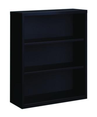 AleraThree-Shelf Metal Bookcase, 34.5" x 13" x 42", Black (ALE21204) ALE21204
