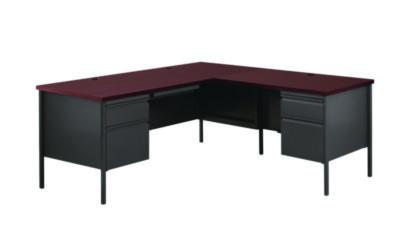 AleraL-Shaped Corner Desk, Right-Hand Return, 72" x 72" x 29.5", Mahogany/Charcoal (ALE20106) ALE20106