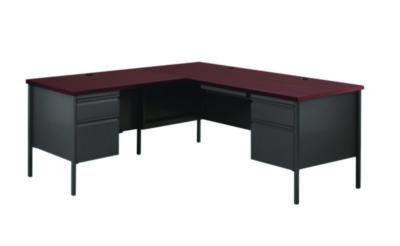 AleraL-Shaped Corner Desk, Left-Hand Return, 72" x 72" x 29.5", Mahogany/Charcoal (ALE20109) ALE20109