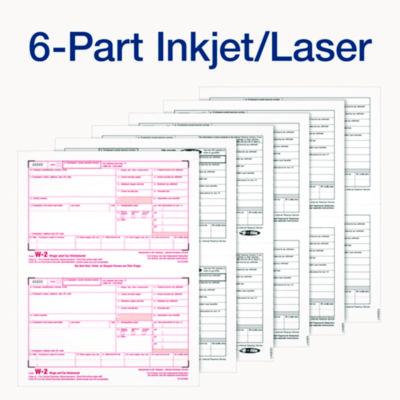 6-Part W-2 Tax Form Kit with Security Envelopes and Tax Forms Helper, 2024, 8 x 5.5, 2 Forms/Sheet, 10 Forms Total