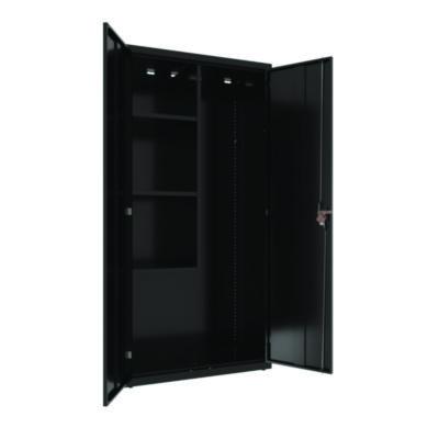 AleraJan/San Storage Cabinet, (3) Adjustable Half-Width Shelves, 36" x 18" x 80.5", Black (ALE24097) ALE24097