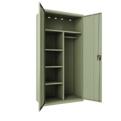 AleraWardrobe Combo Cabinet, (1) Half-Width Rod, (3) Adjustable Half Shelves, (1) Fixed Full Shelf, 36" x 18" x 80.5", Putty (ALE22754) ALE22754