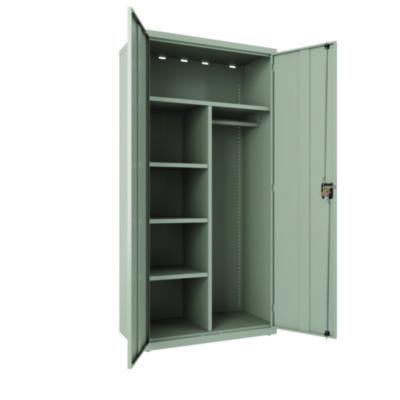 AleraWardrobe Combo Cabinet, (1) Half-Width Rod, (3) Adjustable Half Shelves, (1) Fixed Full Shelf, 36" x 18" x 80.5", Light Gray (ALE22756) ALE22756