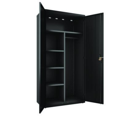 AleraWardrobe Combo Cabinet, (1) Half-Width Rod, (3) Adjustable Half Shelves, (1) Fixed Full Shelf, 36" x 18" x 80.5", Black (ALE22755) ALE22755