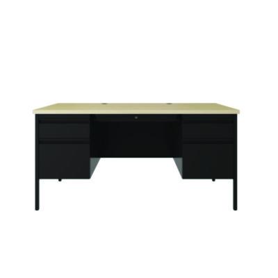 AleraDouble Pedestal Steel Desk, 60" x 30" x 29.5", Maple/Black, Black Legs (ALE24339) ALE24339