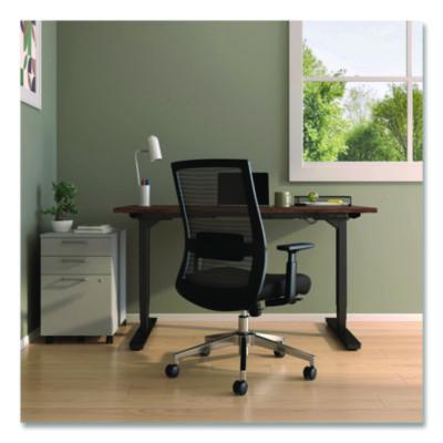 Alera Ashdale Ergonomic Fabric Swivel Task Chair, Supports 275 lb, 18.15 to 21.89 Seat Height, Black Seat/Back, Silver Base